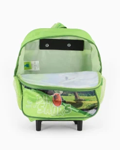 DINOSAURO - Zaino trolley verde con tasche laterali