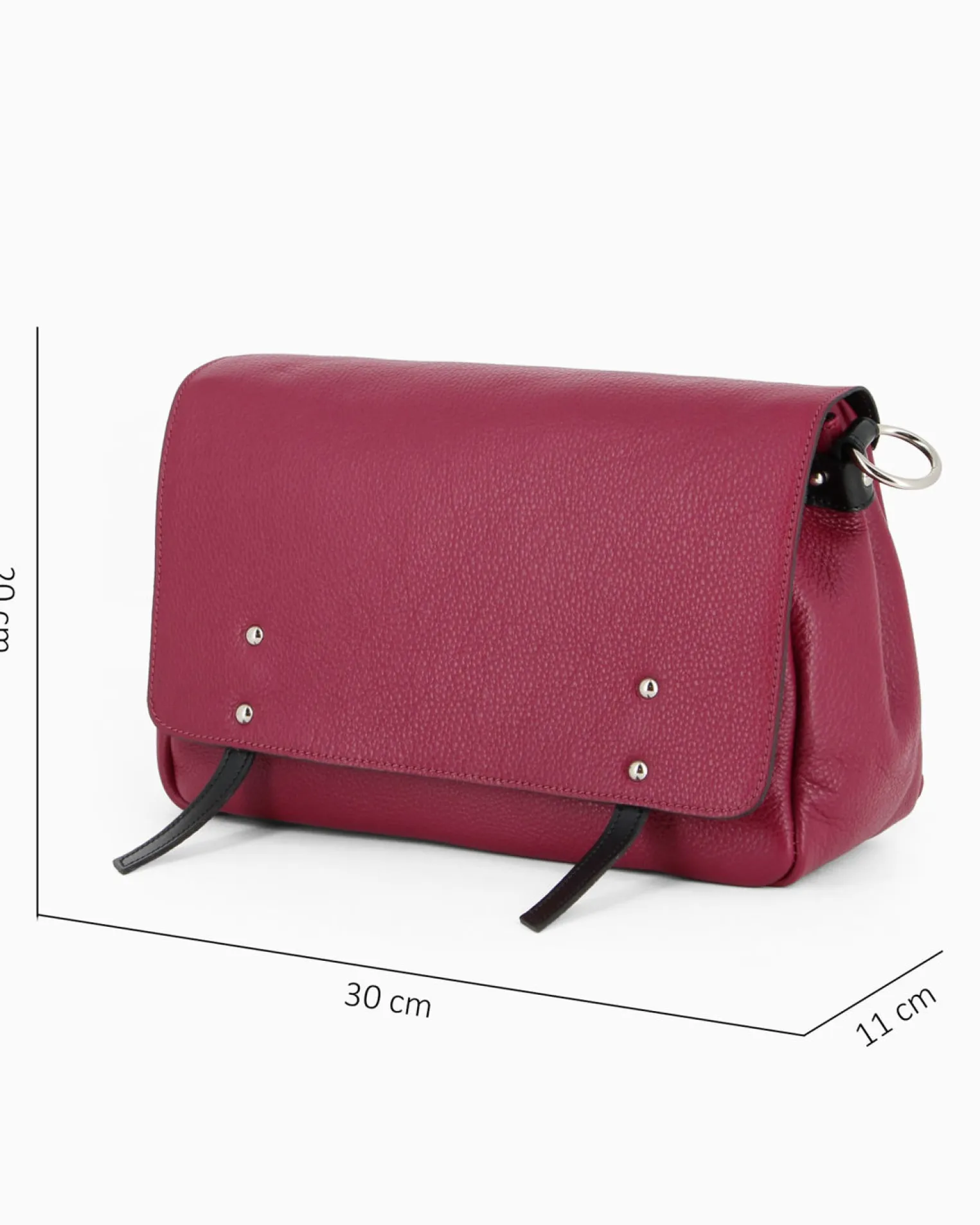 DIVAS - Borsa rubino modello postina VERA PELLE, MADE IN ITALY