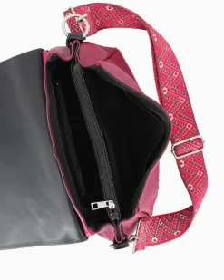 DIVAS - Borsa rubino modello postina VERA PELLE, MADE IN ITALY