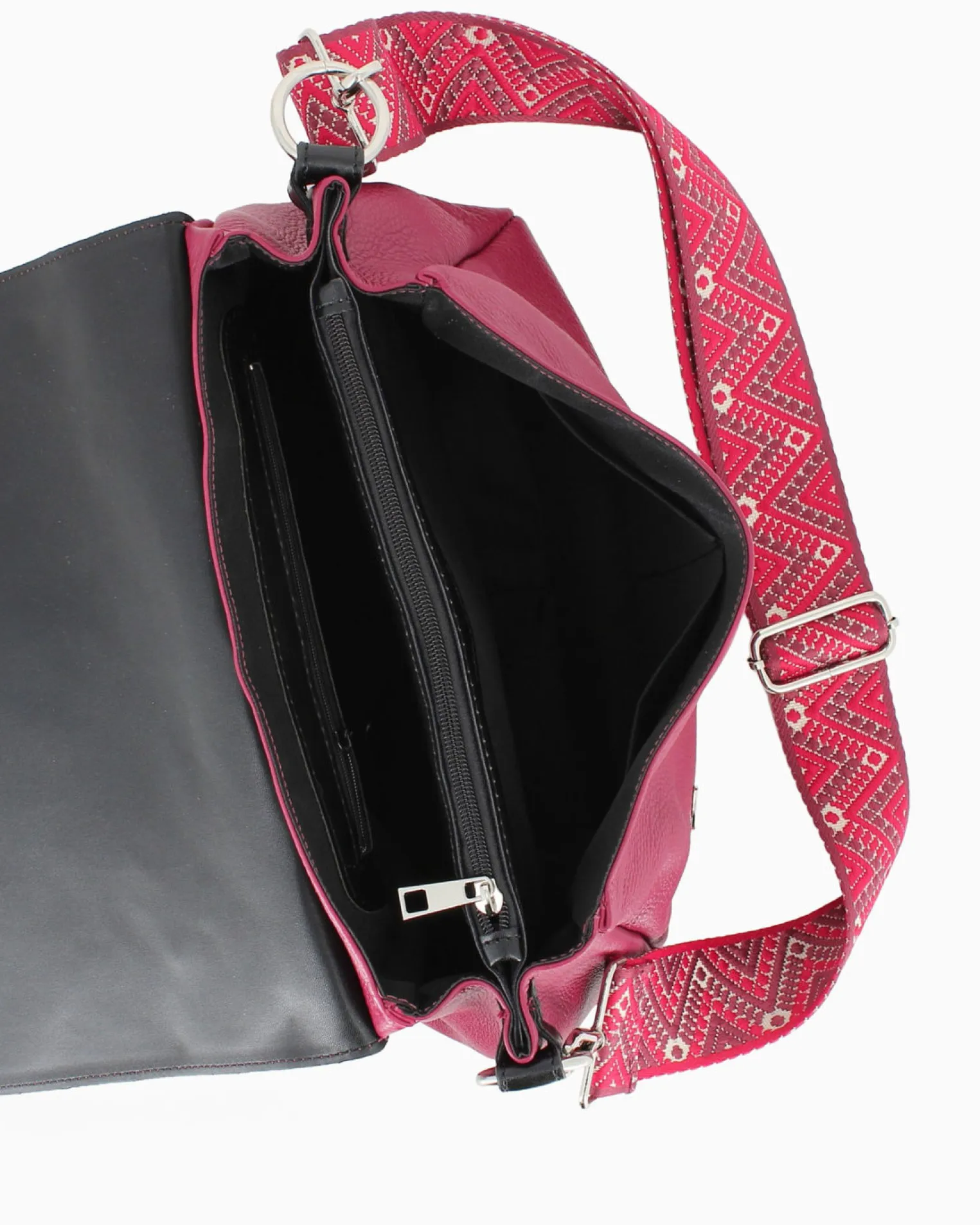 DIVAS - Borsa rubino modello postina VERA PELLE, MADE IN ITALY