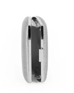DIVAS - Clutch argento con doppia catenella