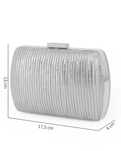 DIVAS - Clutch argento con doppia catenella