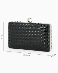 DIVAS - Clutch nera rigida intrecciata con pomello
