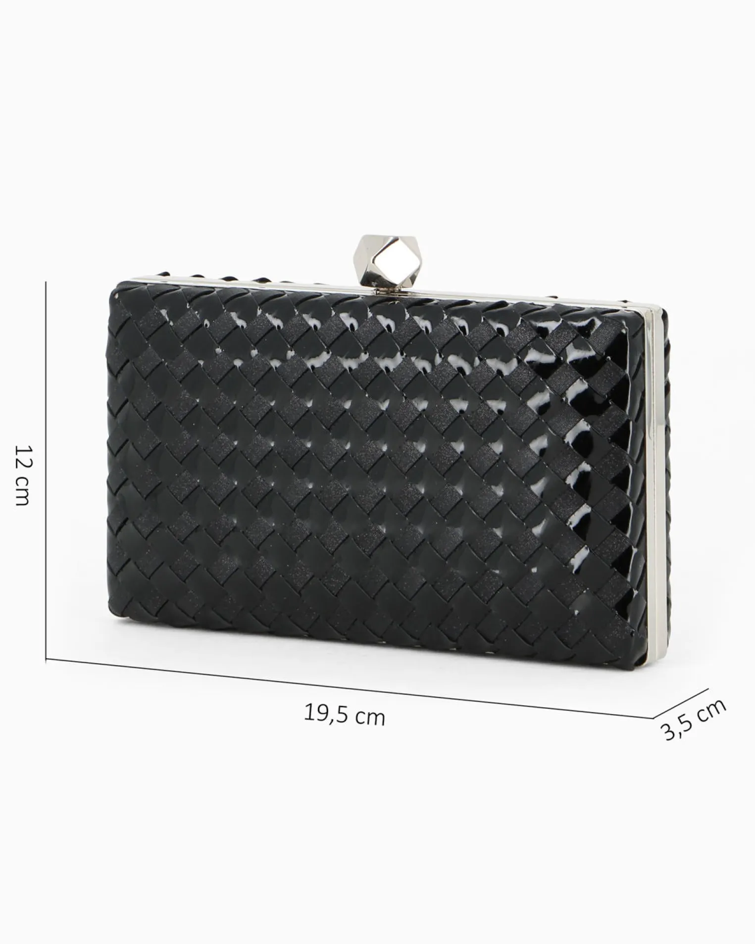 DIVAS - Clutch nera rigida intrecciata con pomello