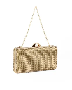DIVAS - Clutch oro ricoperta di strass oro con chiusura metallica