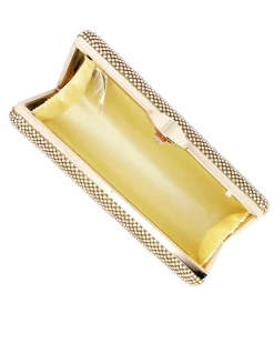 DIVAS - Clutch oro ricoperta di strass oro con chiusura metallica