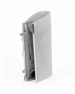 DIVAS - Pochette argento in lurex con chiusra a scatto, tracolla removibile