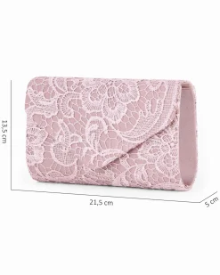 DIVAS - Pochette cipria in pizzo con patta