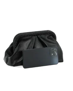 DIVAS - Pochette nera con bordi di strass