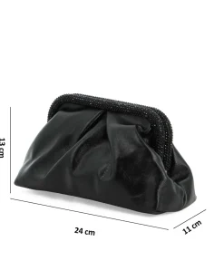 DIVAS - Pochette nera con bordi di strass