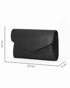 DIVAS - Pochette nera  in luex con patta, tracolla removibile