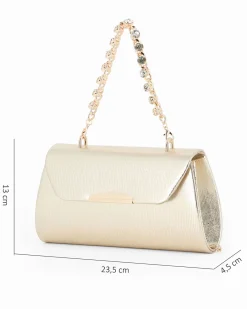 DIVAS - Pochette oro con manico gioiello e patta