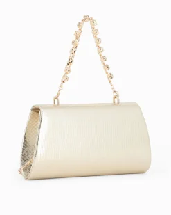 DIVAS - Pochette oro con manico gioiello e patta