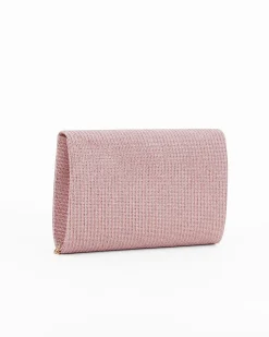 DIVAS - Pochette oro rosa in lurex con pennacchio frange