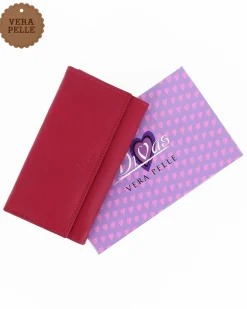 DIVAS- Portafoglio rosso da donna con patta in VERA PELLE