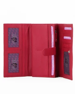 DIVAS- Portafoglio rosso da donna con patta in VERA PELLE