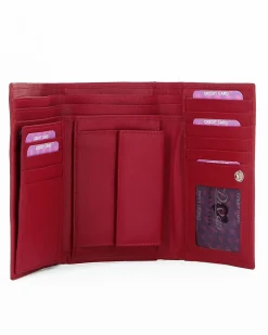 DIVAS- Portafoglio rosso da donna con patta in VERA PELLE