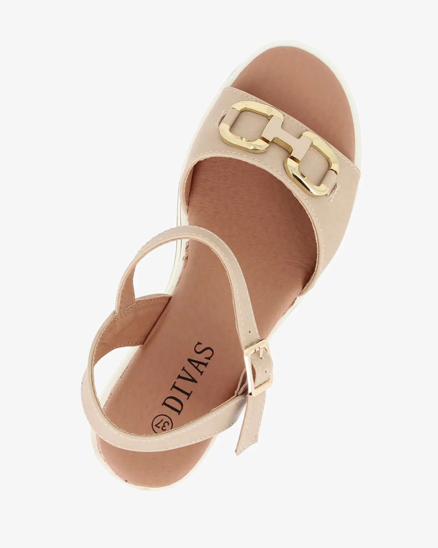 DIVAS - Sandalo beige con morsetto, zeppa 6CM