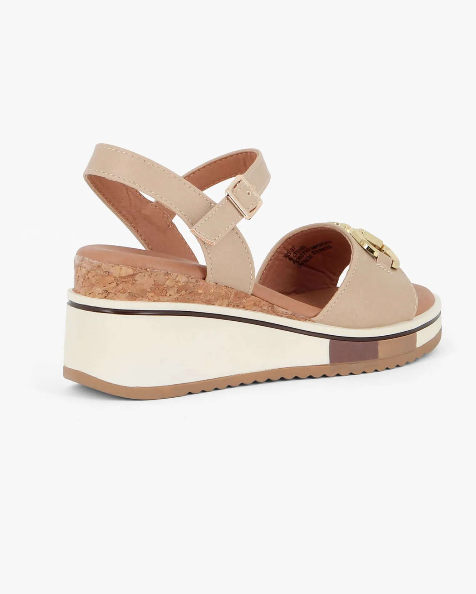DIVAS - Sandalo beige con morsetto, zeppa 6CM