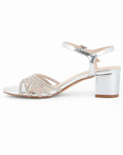 DIVAS - Sandalo gioiello argento con cinturini in strass, tacco 5CM