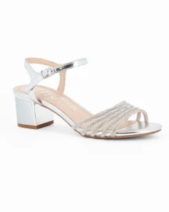 DIVAS - Sandalo gioiello argento con cinturini in strass, tacco 5CM