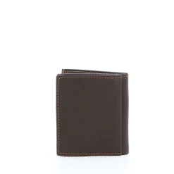 EMPORIO - Portafoglio marrone in VERA PELLE con scomparto banconote e tasca posteriore portaspicci