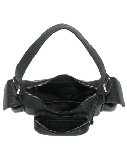 ENRICO COVERI - Borsa a spalla nera con tre taschini esterni, tracolla removibile