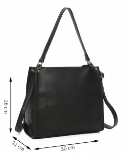 ENRICO COVERI - Borsa a spalla nera con pochette interna estraibile, tracolla removibile