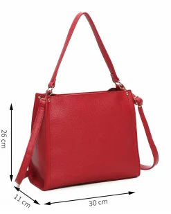 ENRICO COVERI - Borsa a spalla rossa con pochette interna estraibile, tracolla removibile