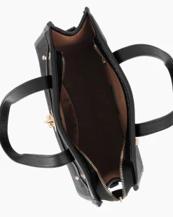 ENRICO COVERI - Borsa due manici nera scamosciata con tasca posteriore, tracolla removibile