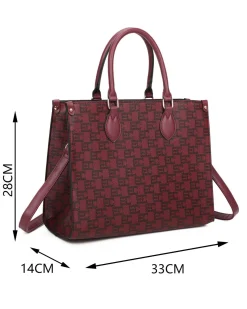 ENRICO COVERI - Borsa due manici loggata bordeaux con tracolla removibile
