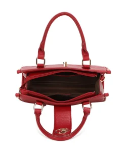ENRICO COVERI - Borsa due manici rossa con tasca posteriore e pattina con chiusura a girello, tracolla removibile