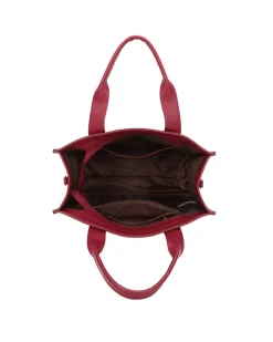 ENRICO COVERI - Borsa due manici rossa con tasca posteriore, tracolla removibile