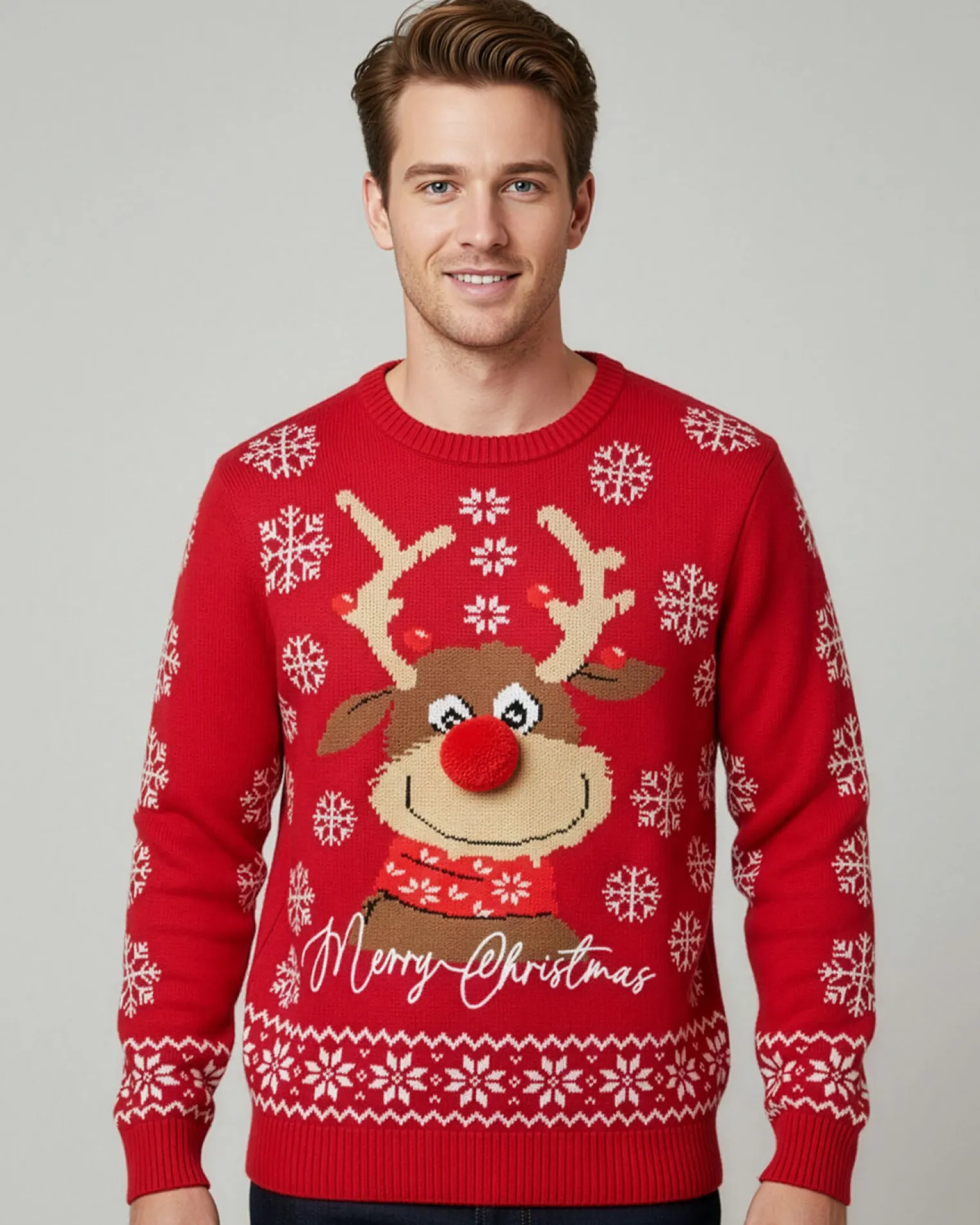 ENRICO COVERI - Maglione manica lunga rosso di natale con renna