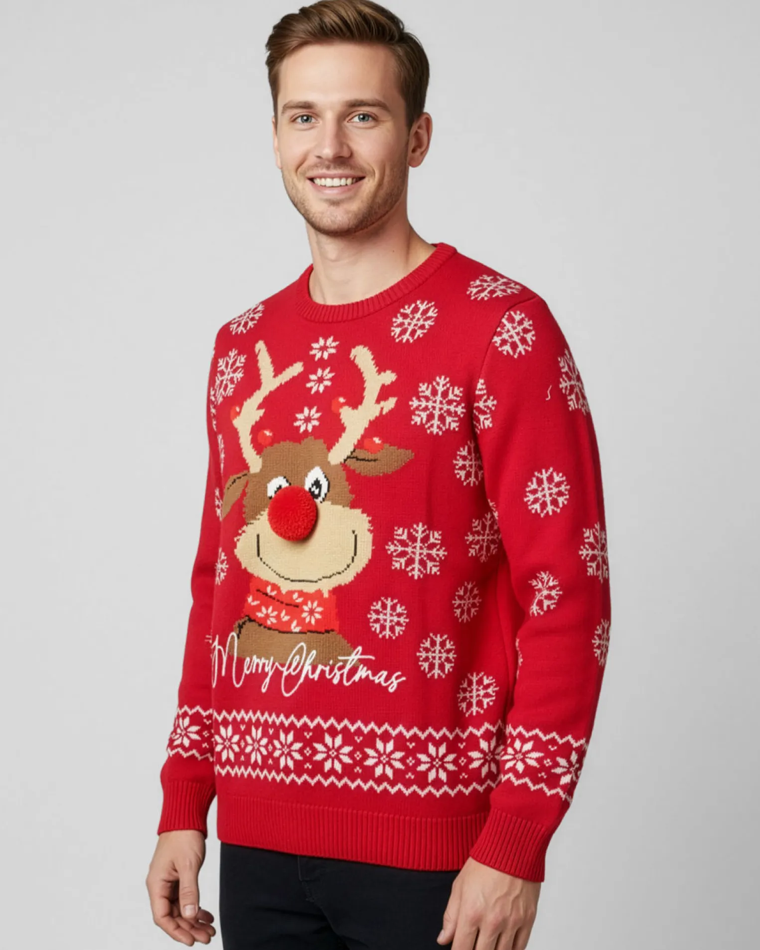 ENRICO COVERI - Maglione manica lunga rosso di natale con renna