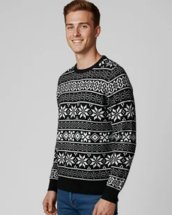 ENRICO COVERI - Maglione manica lunga blu di natale con fiocchi di neve