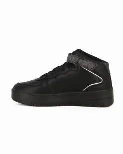 ENRICO COVERI SPORTSWEAR - Sneakers nera alta con strappo e patch posteriore glitterati