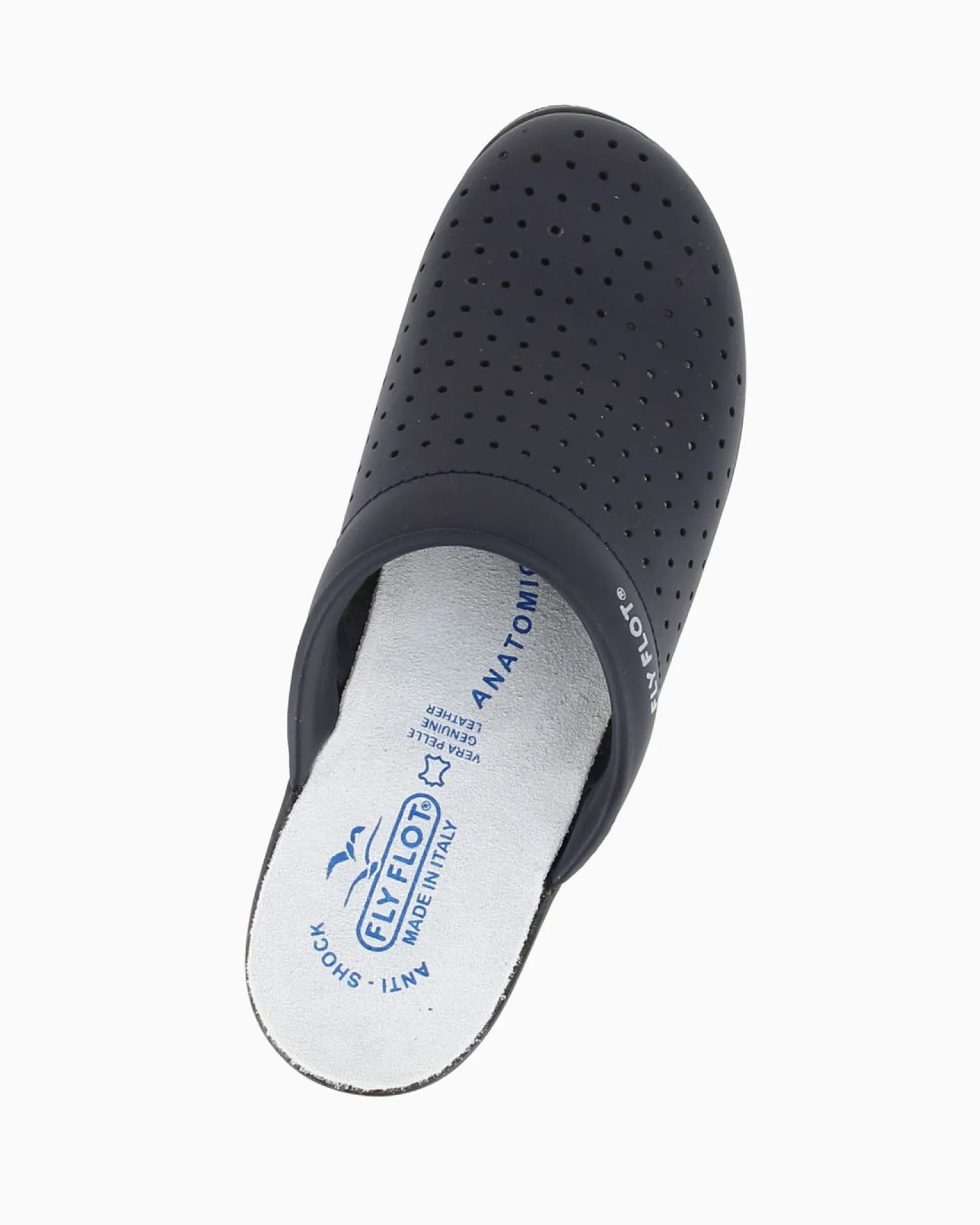 FLY FLOT - Ciabatta sanitaria blu in VERA PELLE da donna - MADE IN ITALY