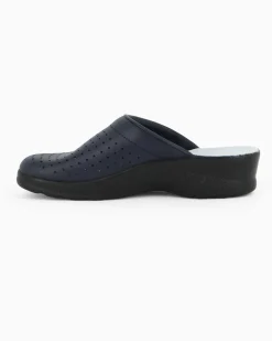 FLY FLOT - Ciabatta sanitaria blu in VERA PELLE da donna - MADE IN ITALY