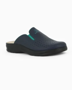 FLY FLOT - Ciabatta sanitaria blu in VERA PELLE da uomo - MADE IN ITALY
