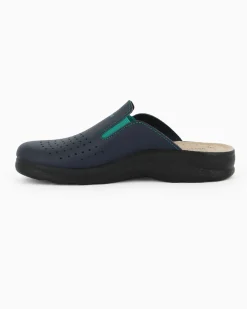 FLY FLOT - Ciabatta sanitaria blu in VERA PELLE da uomo - MADE IN ITALY