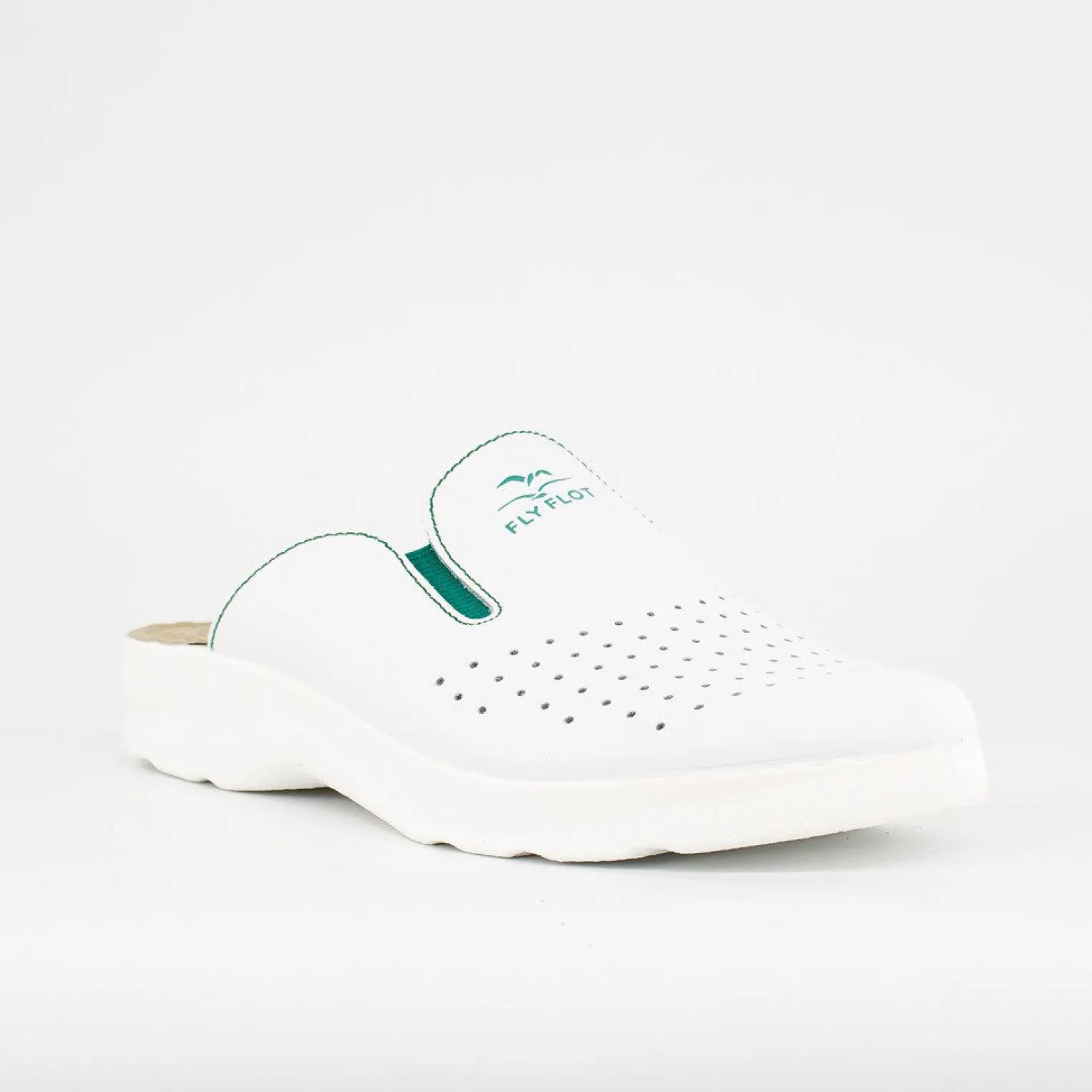 FLY FLOT - Ciabatta sanitaria bianca in VERA PELLE da uomo - MADE IN ITALY