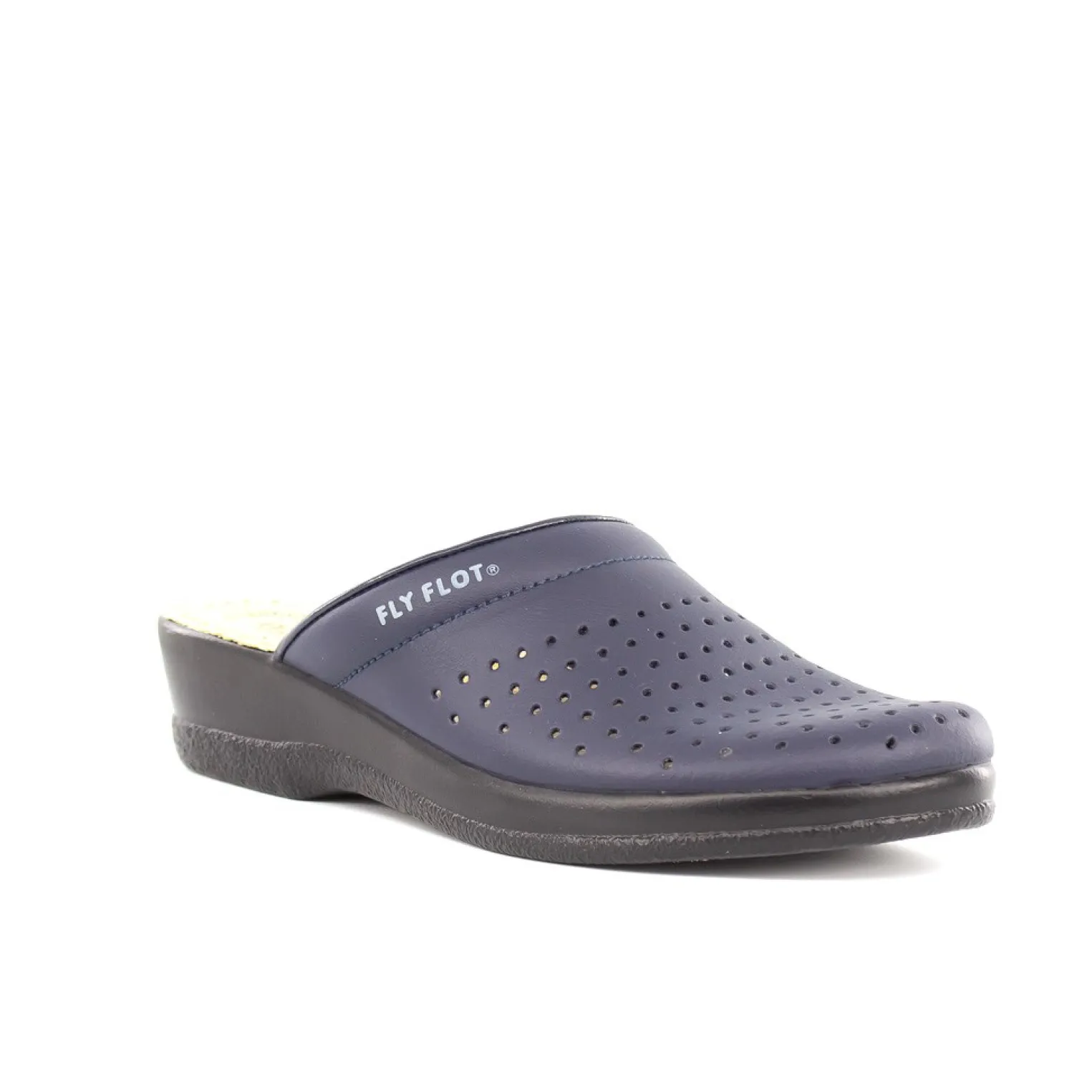 FLY FLOT - Ciabatta sanitaria da donna blu in VERA PELLE, MADE IN ITALY