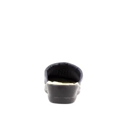 FLY FLOT - Ciabatta sanitaria da donna blu in VERA PELLE, MADE IN ITALY