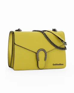 GIANMARCI VENTURI - Borsa tracolla lime con fibbia sulla patta