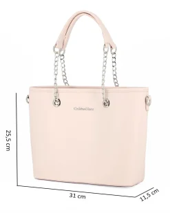 GIANMARCO VENTURI - Borsa shopping latte con tasca posteriore e tracolla removibile