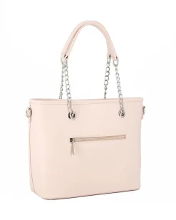 GIANMARCO VENTURI - Borsa shopping latte con tasca posteriore e tracolla removibile