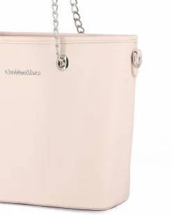 GIANMARCO VENTURI - Borsa shopping latte con tasca posteriore e tracolla removibile