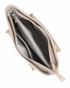 GIANMARCO VENTURI - Borsa shopping crema con tasca posteriore e tracolla removibile