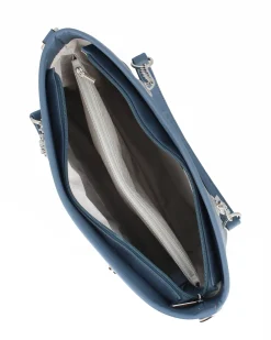 GIANMARCO VENTURI - Borsa shopping azzurra con tasca posteriore e tracolla removibile